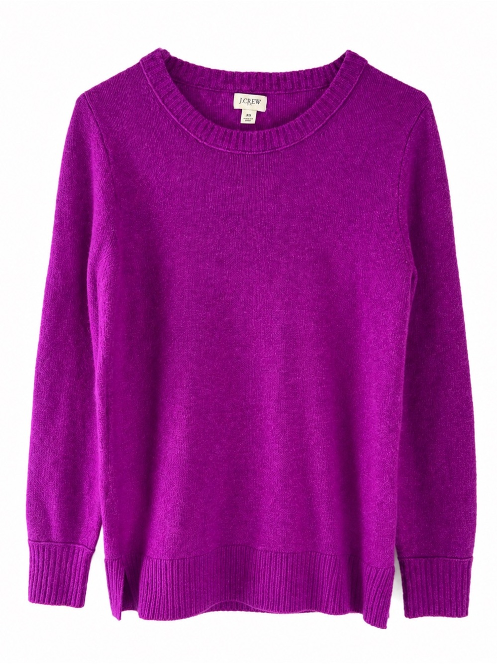 J.Crew Vivid Orchid Fuchsia Crewneck Sweater XS Wool Blend Barbiecore